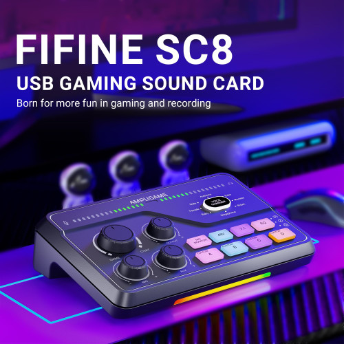 FIFINE AmpliGame SC8 Gaming Audio Mixer (Black)