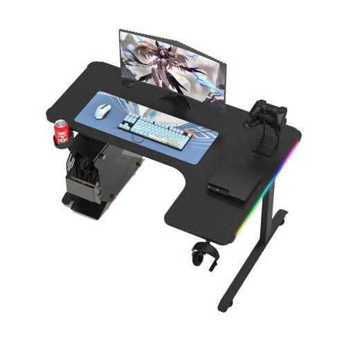 L Shaped RGB Gaming Desk - Black